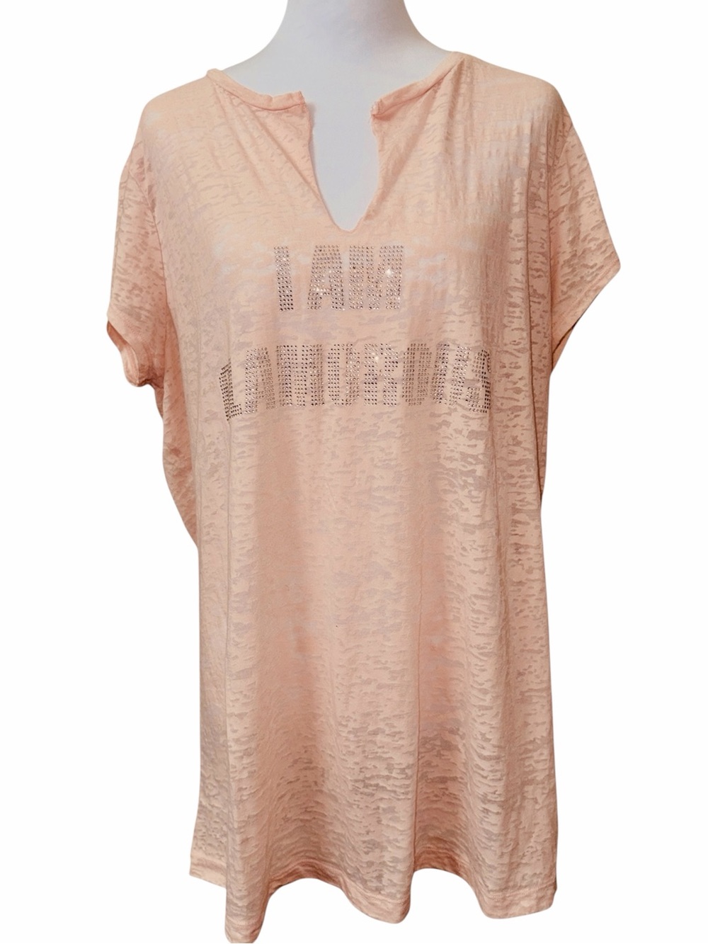 Vintage Y2K Baby Phat Rhinestone I Am Glamorous Burnout Top 2X